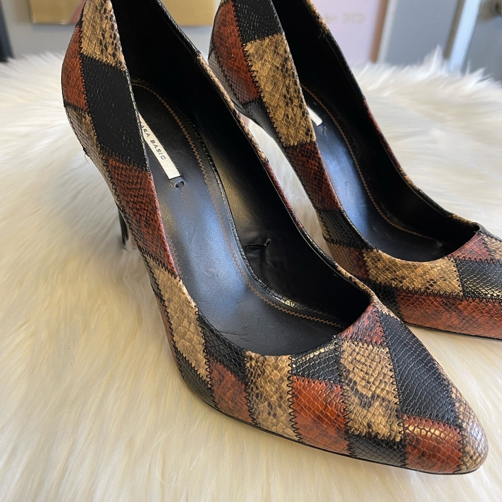 Zara Basic Black And Brown Patchwork Animal Print… - image 6